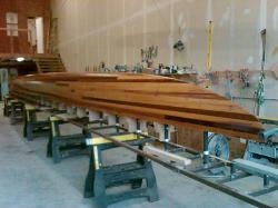 Wood strip unlimited outrigger canoe