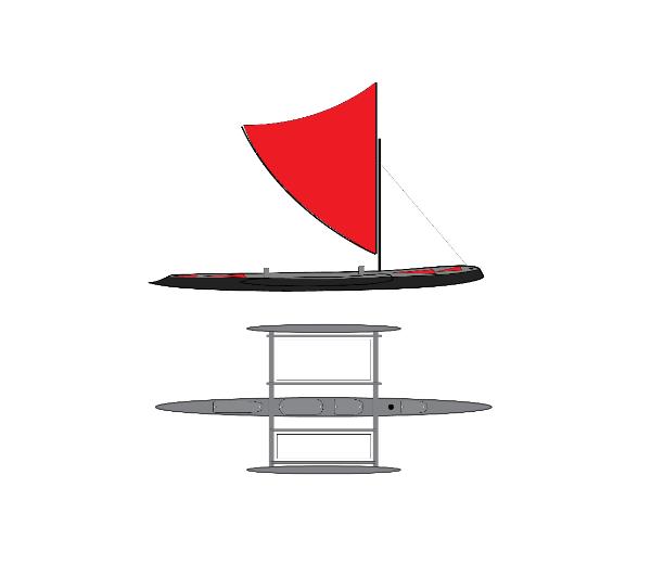 Rendering of unlimited sailing canoe Maluhia